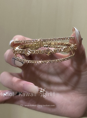 爆闪vintage金色多层手镯