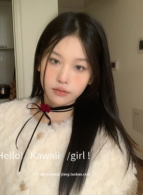 kawaii酱复古红玫瑰choker项圈