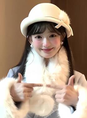留洋千金风蝴蝶结羊毛帽子
