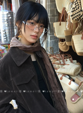 废土风亚麻褶皱渐变围巾女