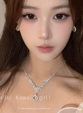 超闪水滴满钻项链耳环套装