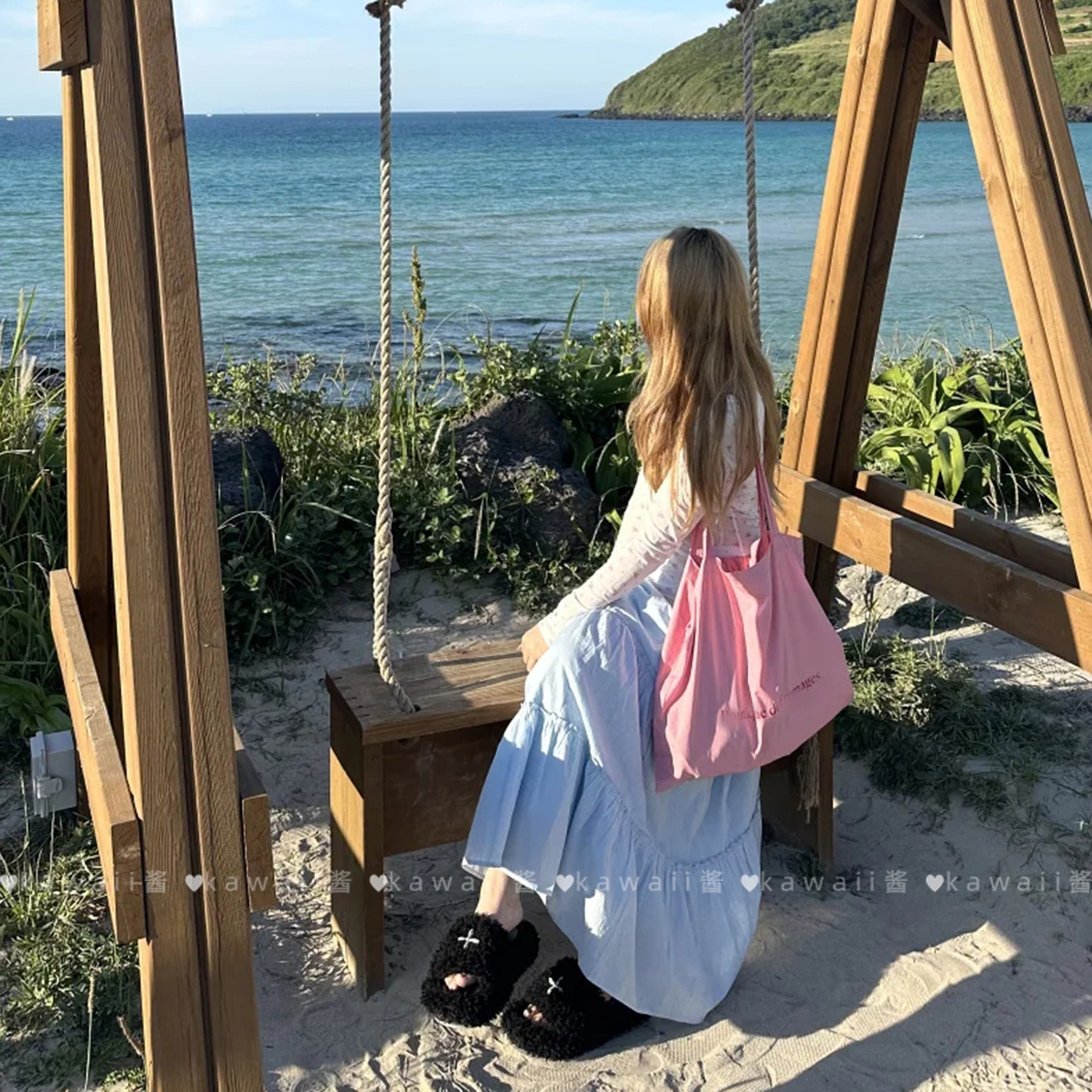 韩版慵懒风粉色帆布包夏季海边度假风托特包多巴胺小众百搭手提包,淘宝优惠券,粉丝福利购,淘宝优惠卷