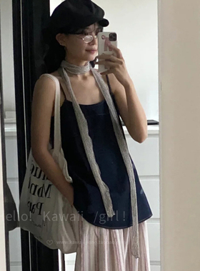 复古文艺风条纹亚麻丝巾