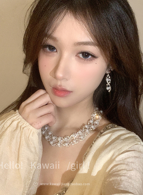 复古宫廷风珍珠镶钻项链耳环