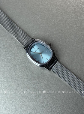 中古蓝色海洋冷淡风椭圆形手表女