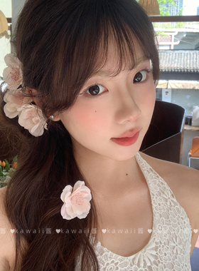 纯欲甜美氛围感渐变樱花发夹