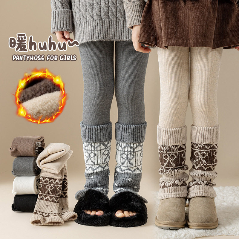 女童冬季裤子儿童过冬新款韩版洋气打底裤宝宝袜套绒一体加厚裤子,淘宝优惠券,粉丝福利购,淘宝优惠卷