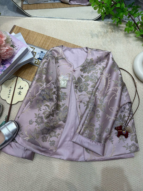 2026 Spring New Chinese Style Disc Button Sichuan Brocade Jacquard Retro Temperament Versatile Long Sleeve Jacket Top
