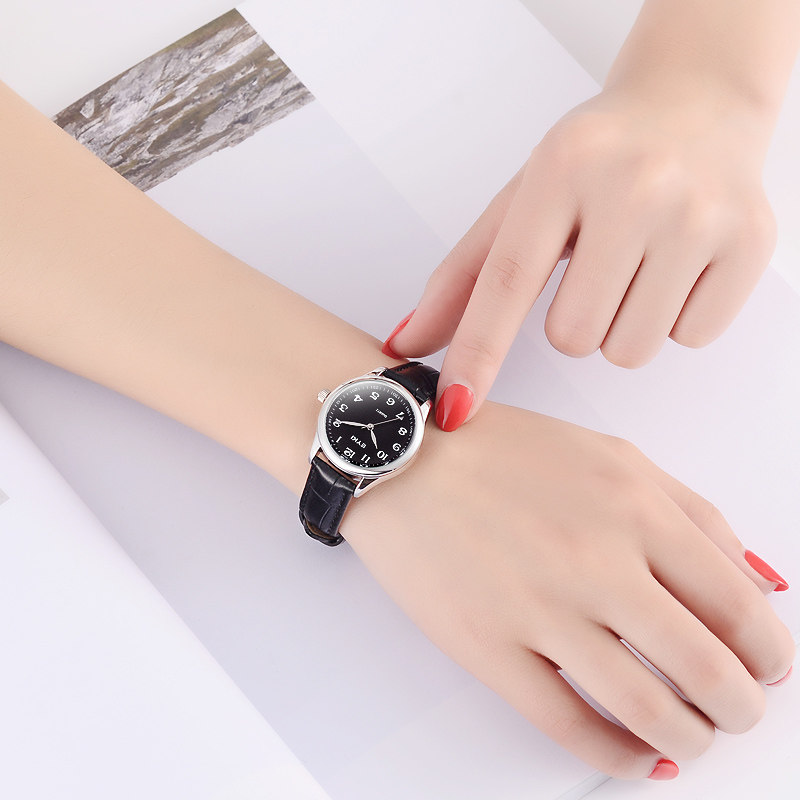 皮链复古中年女士女款中老年石英表 艾奇奇时国产腕表