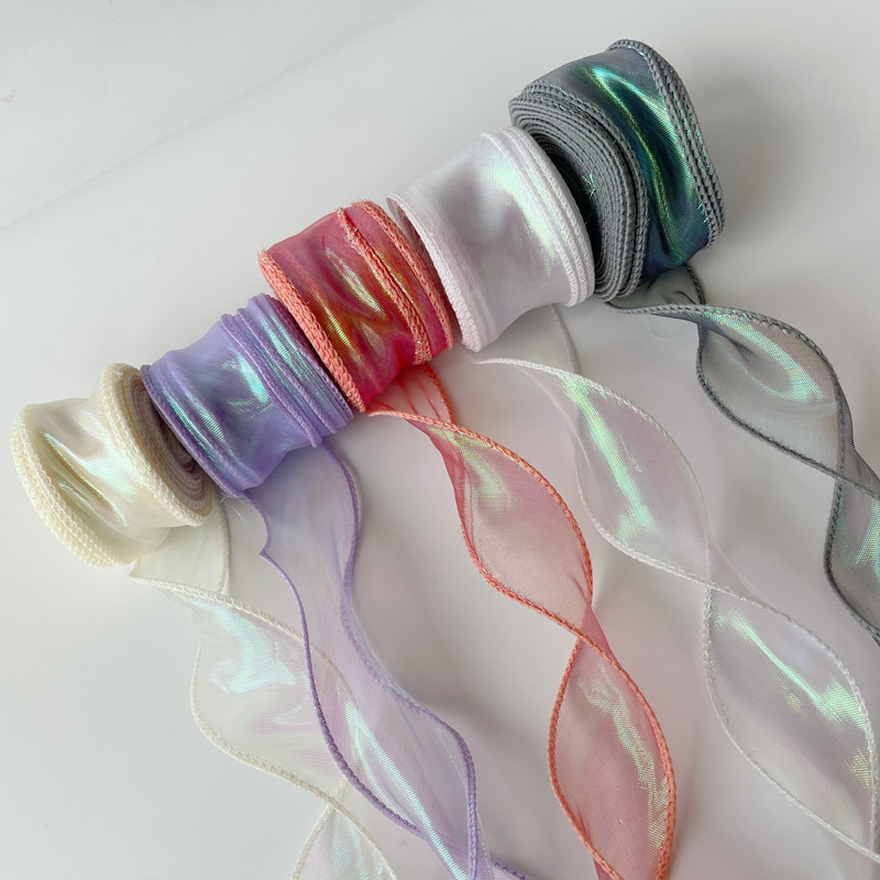 4cm幻彩鱼尾纱鲜花包装丝带水母灯手工diy材料蛋糕装饰蝴蝶结彩带,淘宝优惠券,粉丝福利购,淘宝优惠卷