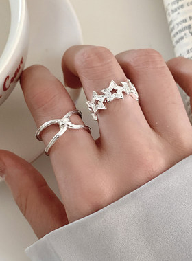 简约线条交叉戒指女时尚设计感