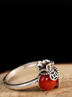 钱袋红点戒指铜钱男女百搭原创