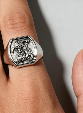 镰刀图章戒指男做旧质感潮男时尚