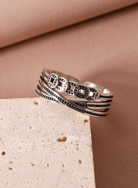 复古做旧招财转运钱币活口戒指