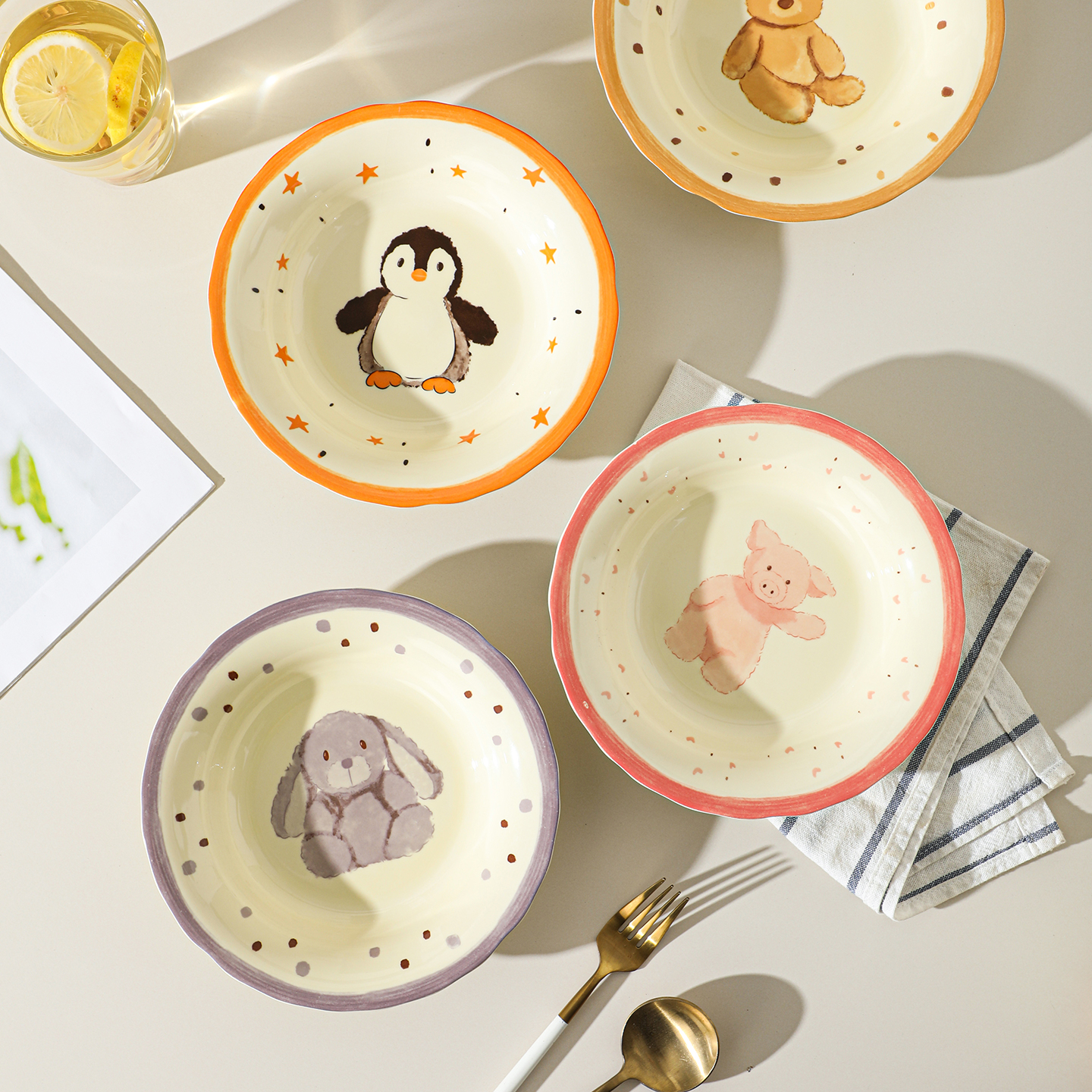 釉下彩陶瓷盘卡通家用菜盘子餐具可爱好看米饭碗2025新款个人专用 - 图1