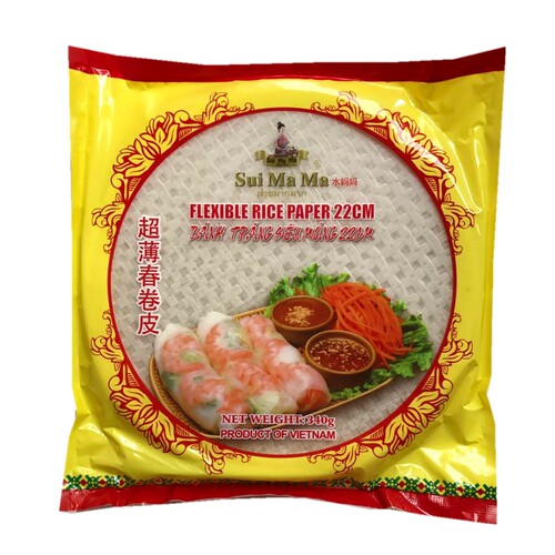 水妈妈越南春卷皮340g 薄米皮薄饼皮家用米纸22cm透明春饼皮卷饼 - 图1