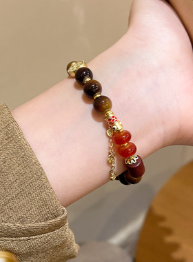 新中式复古虎眼石串珠手链女时尚百搭气质水晶手串网红手饰品批发