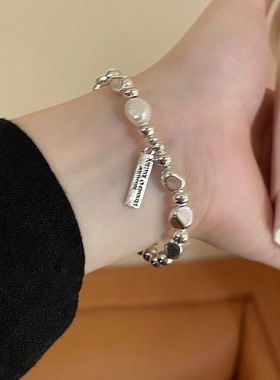 巴洛克珍珠手链女轻奢小众简约气质碎银子手串网红同款手饰品