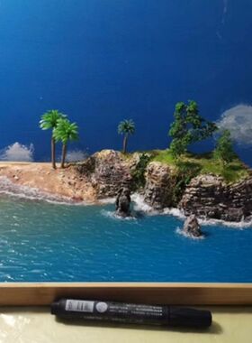 diy沙盘纯手工风景瀑布手办摆件