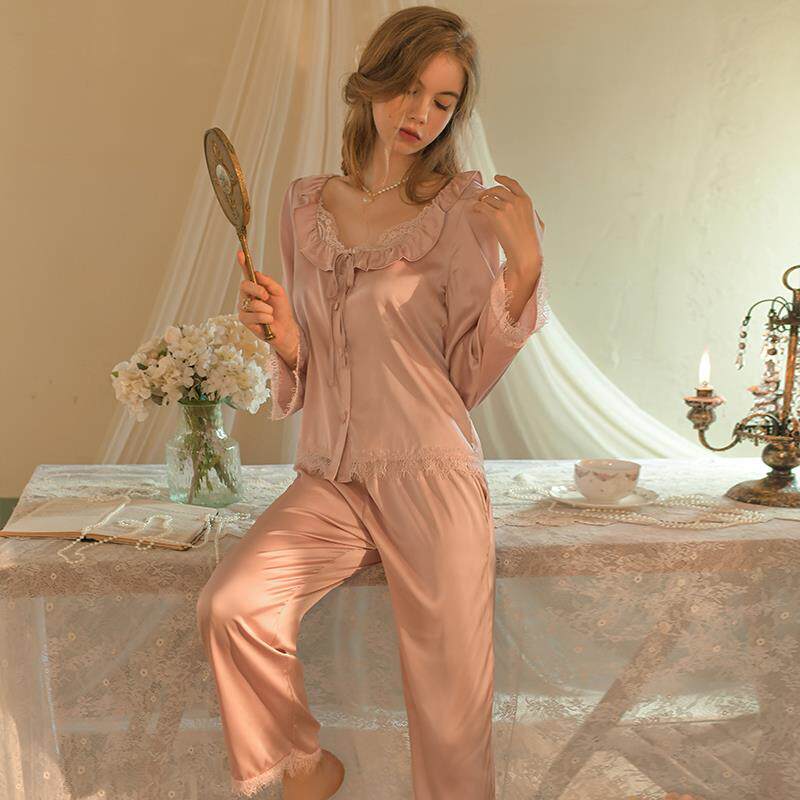 Pure lust style ice silk long sleeve two piece set