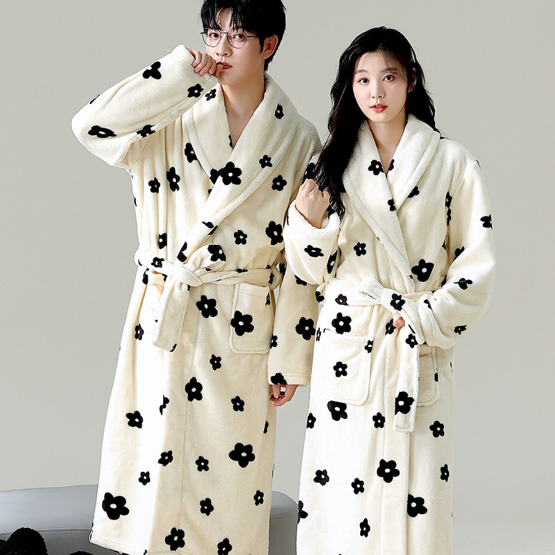 情侣睡袍男女秋冬季加厚珊瑚绒保暖长袖春秋法兰绒睡衣可外穿浴袍,淘宝优惠券,粉丝福利购,淘宝优惠卷