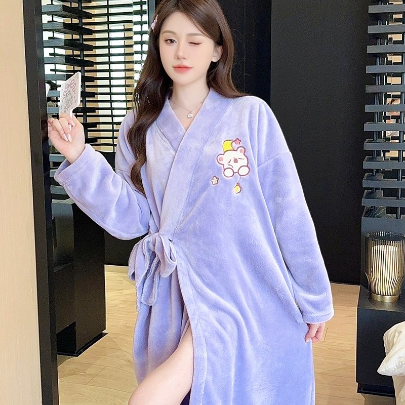 和服睡袍女秋冬季加厚珊瑚绒保暖长袖春秋法兰绒新款睡衣外穿浴袍,淘宝优惠券,粉丝福利购,淘宝优惠卷