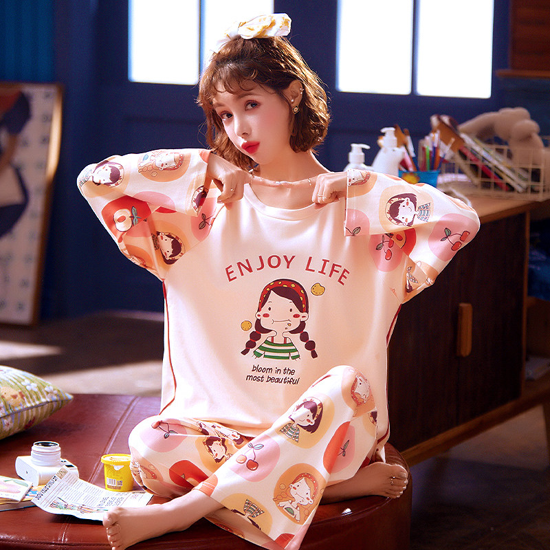 公仔全棉长袖春秋可爱韩版纯棉睡衣 汀伊兰睡衣/家居服套装