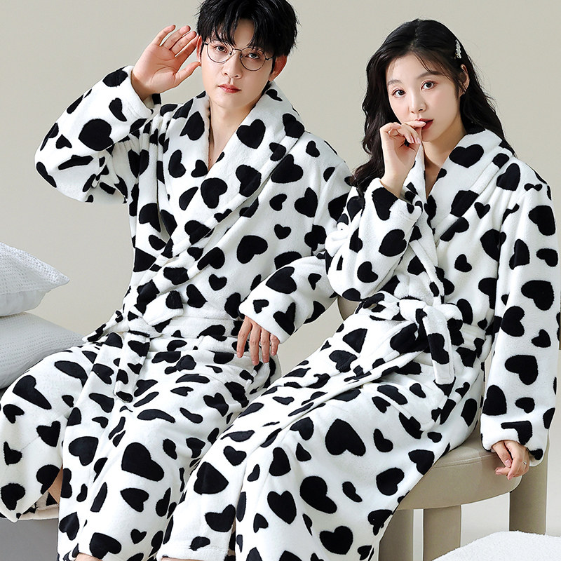 情侣睡袍男女秋冬季加厚珊瑚绒保暖长袖春秋法兰绒睡衣可外穿浴袍,淘宝优惠券,粉丝福利购,淘宝优惠卷