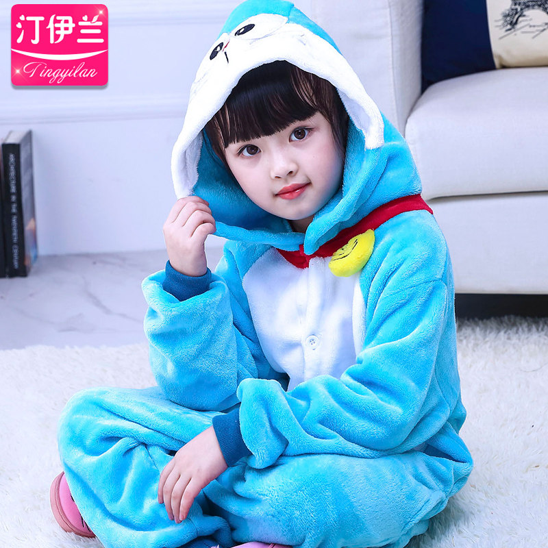 可爱哆啦a梦叮当猫连体男女孩睡衣 汀伊兰睡衣/家居服套装