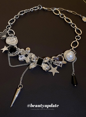 欧美潮酷金属设计项链小众冷淡朋克风颈链轻奢嘻哈风吊坠项饰