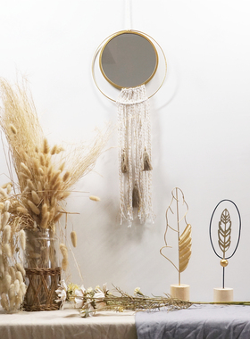 ins文艺风流苏化妆镜墙面装饰