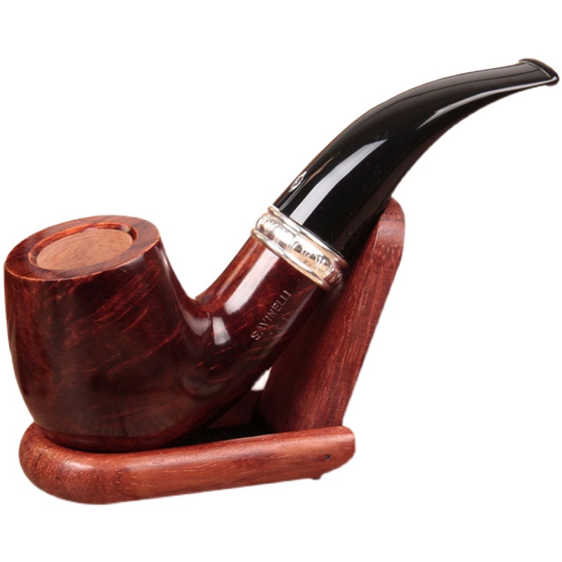 SAVINELLI/沙芬石楠木少女喷泉606光面烟斗9mm滤芯弯款实木烟斗男 - 图3