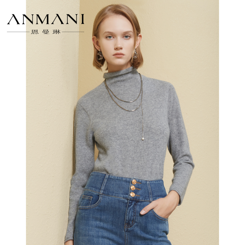 【100%羊绒衫】ANMANI恩曼琳秋冬新款高领修身多色打底针织衫 - 图2