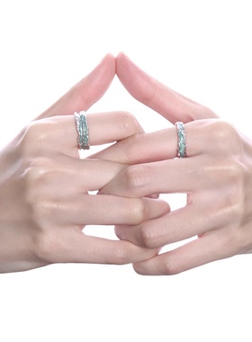 薄荷色小众戒指男女钛钢开口可调