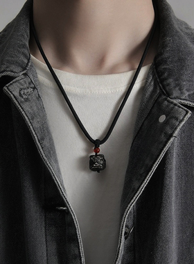 新中式醒狮项链男高级感