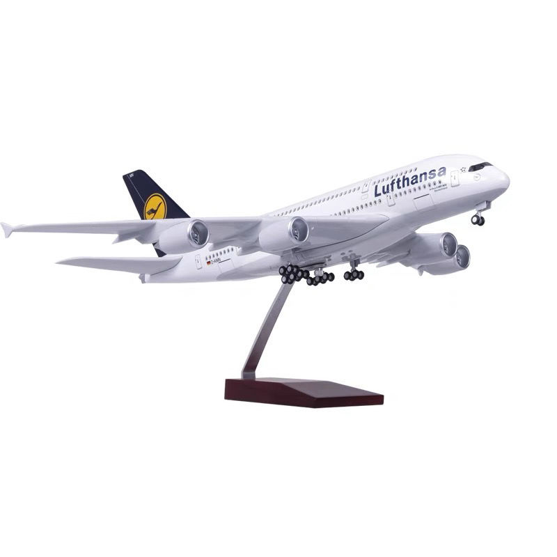 带轮子带灯空客a380德国汉莎航空民航客机航模飞机模型静态合金 - 图3