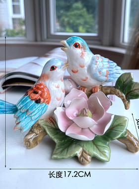 方亚蓝鸟欧式小摆件陶瓷客厅