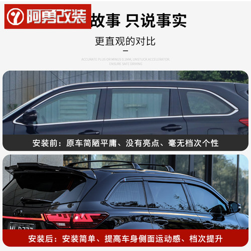 适用15-21款汉兰达汽车用品大全车窗饰条专用阿勇外观改装配件 - 图0
