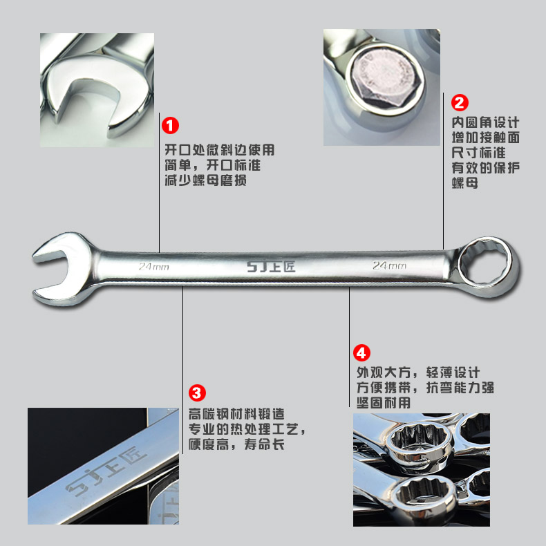 上匠两用扳手 五金工具梅花扳手梅开扳手呆扳子开口扳手汽修扳手
