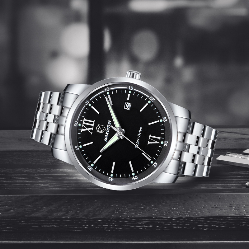 玛斯威顿光能男士休闲夜光防水手表 玛斯威顿国产腕表