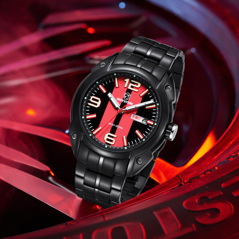 玛斯威顿大表盘男光能表时尚男表 玛斯威顿国产腕表