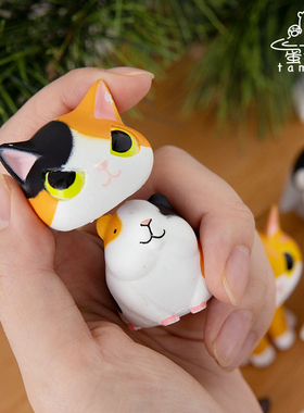 森林头套猫猫盒蛋pvc桌面摆件