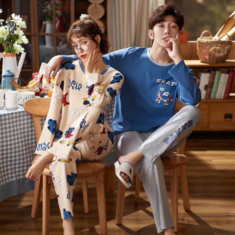 【淘抢购】秋季棉质情侣长袖卡通睡衣 伊滕雪睡衣/家居服套装