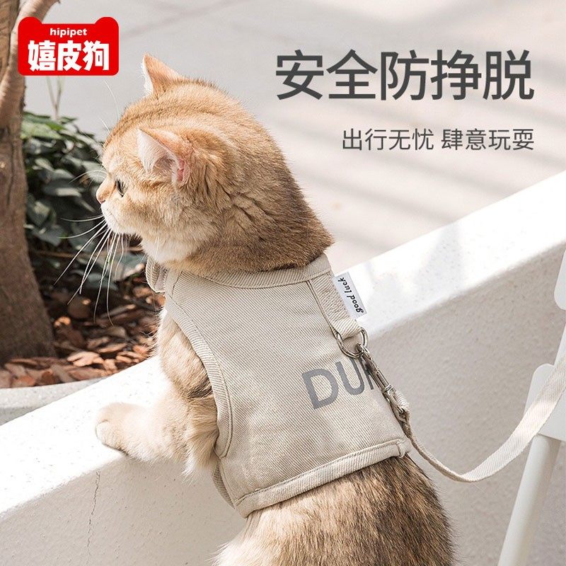 猫咪牵引绳猫绳子防挣脱猫绳背心式溜猫绳子猫咪外出网红遛猫绳子,淘宝优惠券,粉丝福利购,淘宝优惠卷