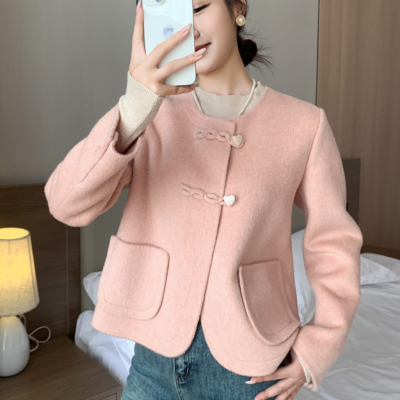 高端双面羊绒大衣女短款羊毛呢外套2024新款小香风小个子可穿显瘦,淘宝优惠券,粉丝福利购,淘宝优惠卷