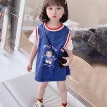 Kids Girls Summer Dress Dress Little Kids Casual Baby Girl Loose Mid-Length Version T-Shirt Skirt Girl Short Sleeve Tide