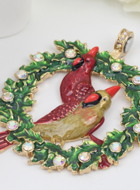 欧美外贸饰品珐琅彩时尚百搭圣诞花环项链吊坠配饰