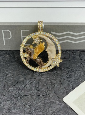 KF男女镀真金月牙飞马吊坠梦幻