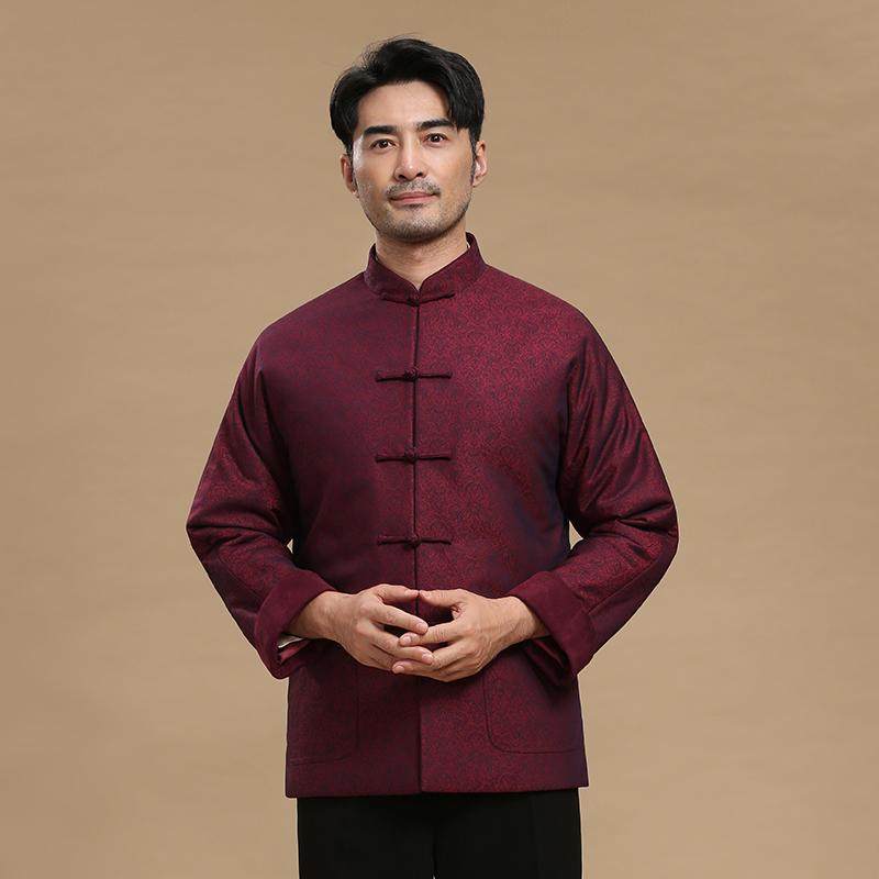 唐装男中老年冬季加厚棉服中国风盘扣立领休闲中式外套爸爸装上衣,淘宝优惠券,粉丝福利购,淘宝优惠卷