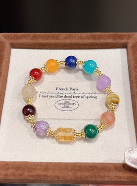 田曦薇明星同款多宝水晶手串纯天然紫水晶虎眼石水晶手链Diy新款